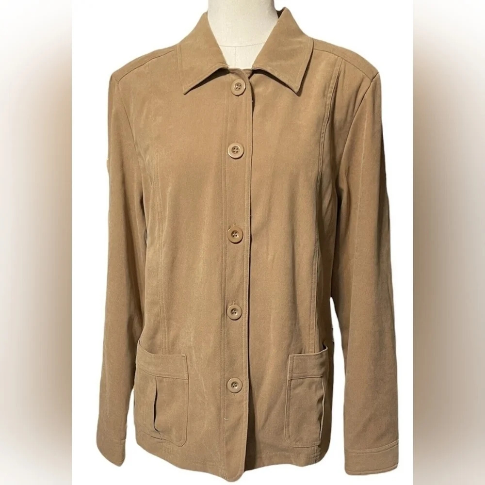 Appleseeds Microsuede Knit Button Down Shirt Jacket, Unlined, Size 16, EUC!
